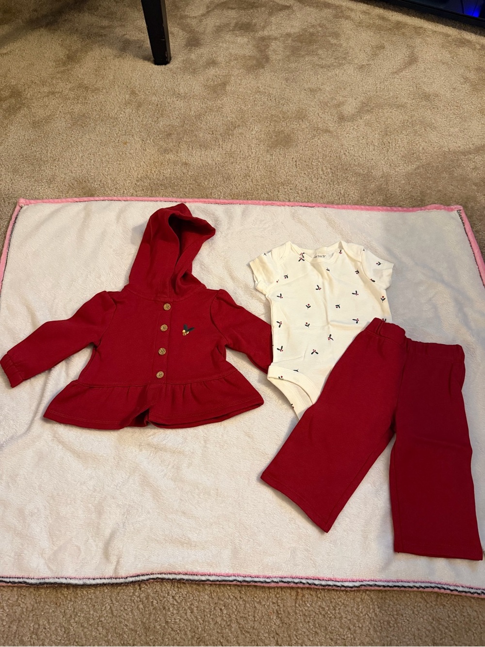 Carter's Red Hoodie Set with White Bodysuit
